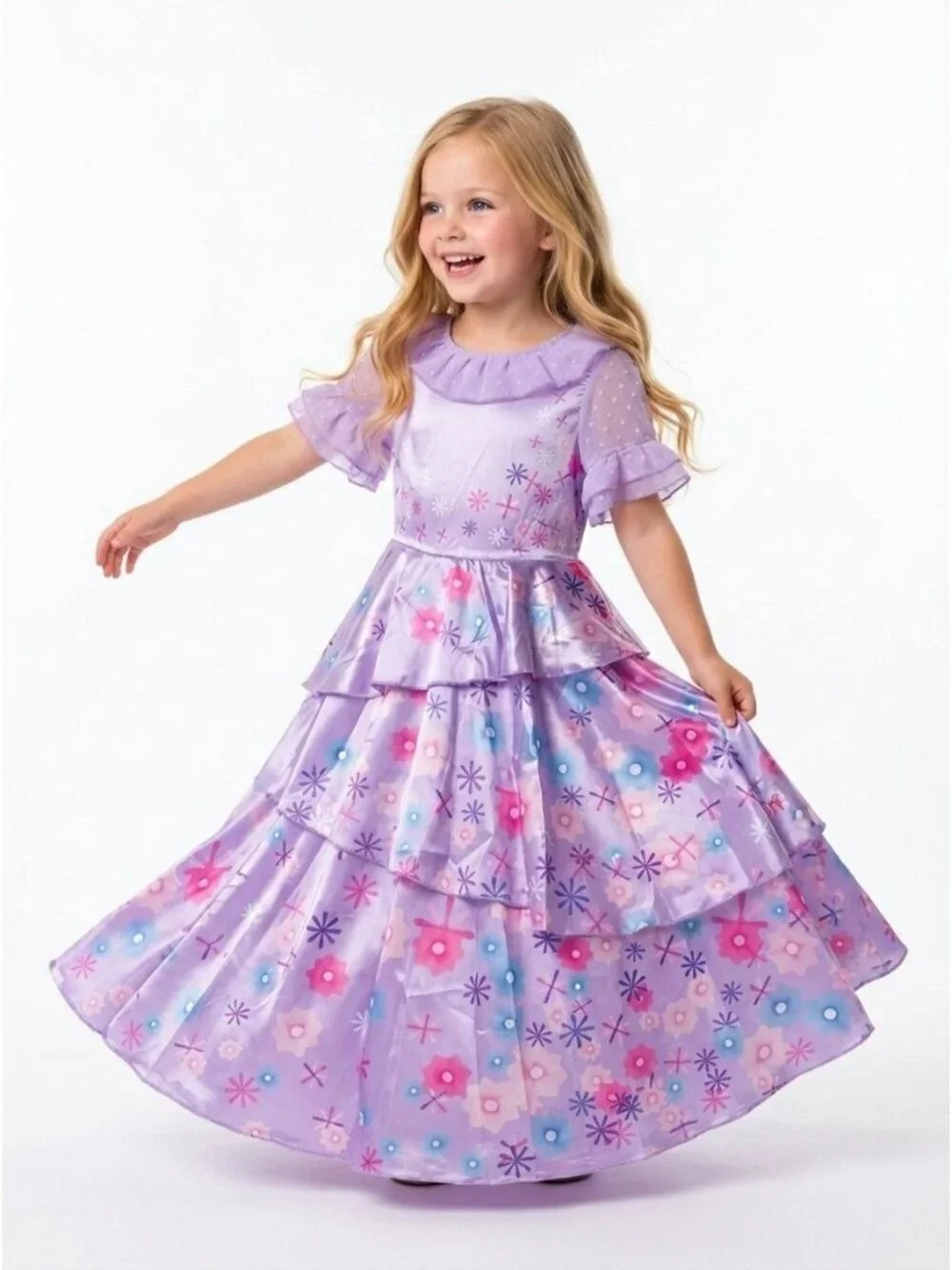 Girls Lavender Floral Princess Dress